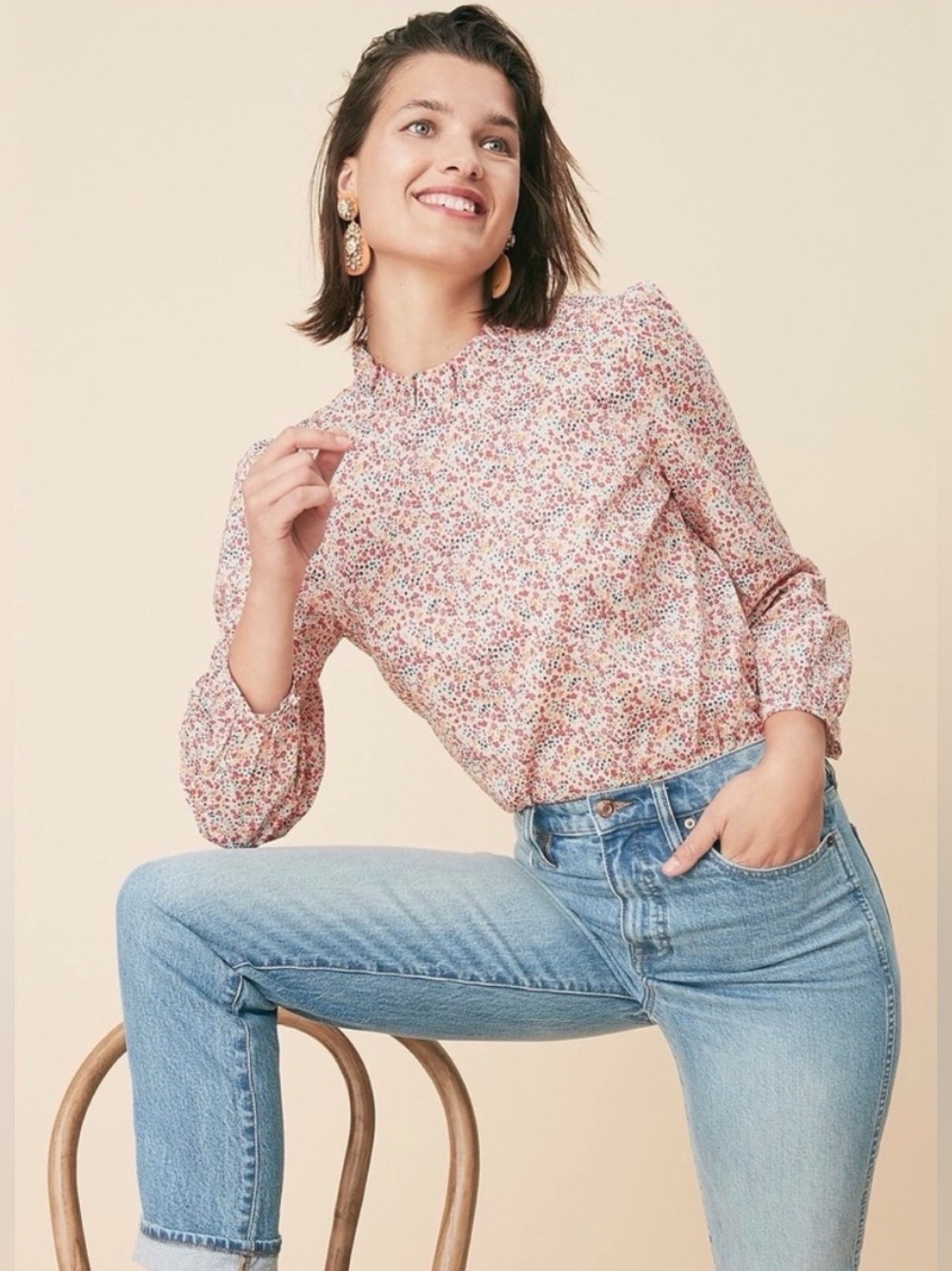 J.CREW Long-sleeve ruffleneck top in Liberty Phoebe floral AR568